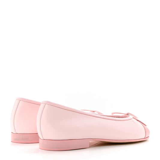 CHANEL Lambskin CC Cap Toe Ballerina Flats 39.5 Light Pink - LuxryEdition