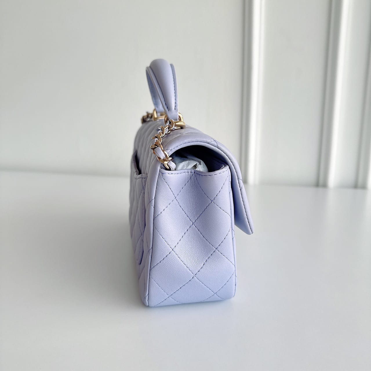 CHANEL Lambskin Coco Mini Top Handle Lilac Lambskin