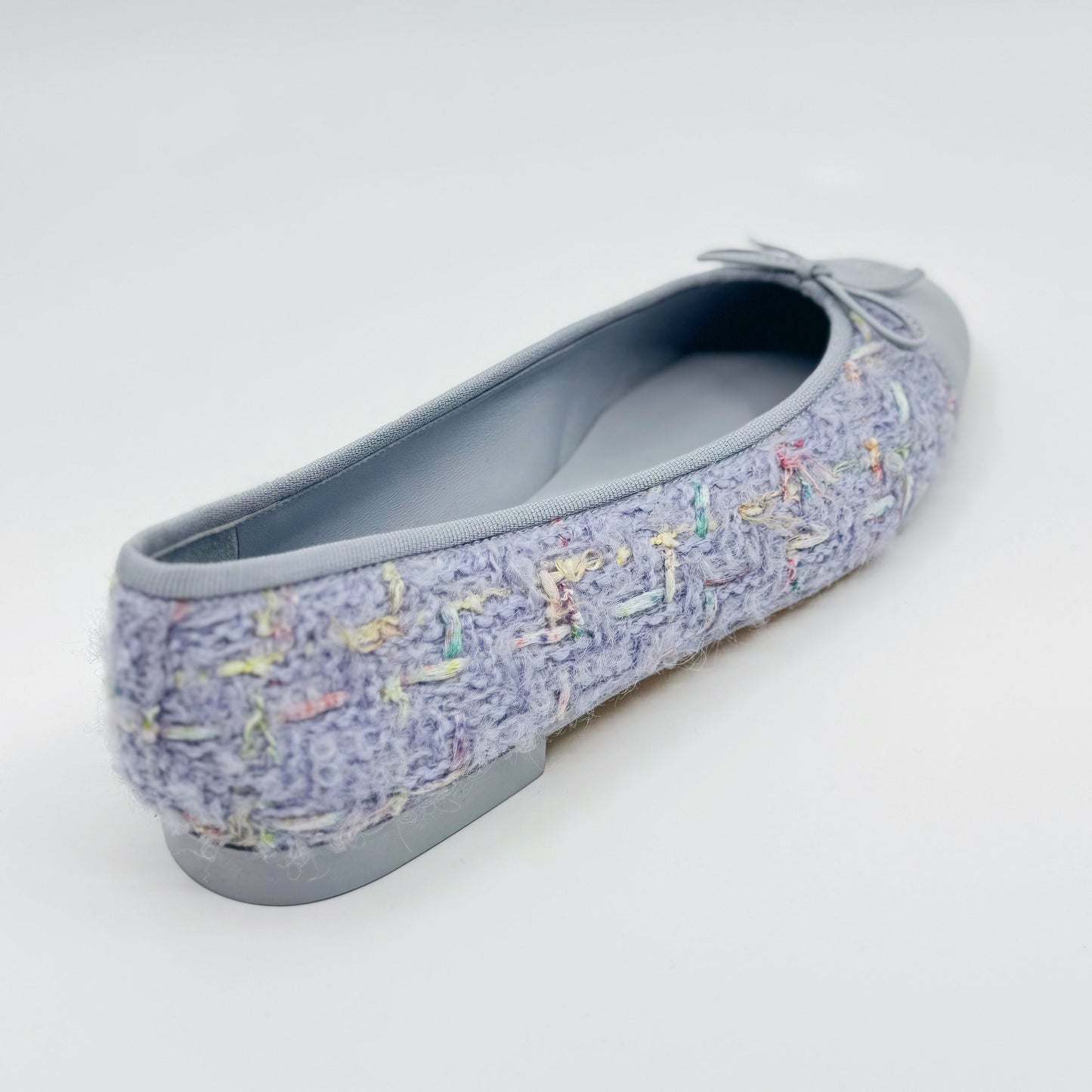 CHANEL Tweed Lavender and Blue CC Cap Toe Ballerina Flats 39.5 - LuxryEdition