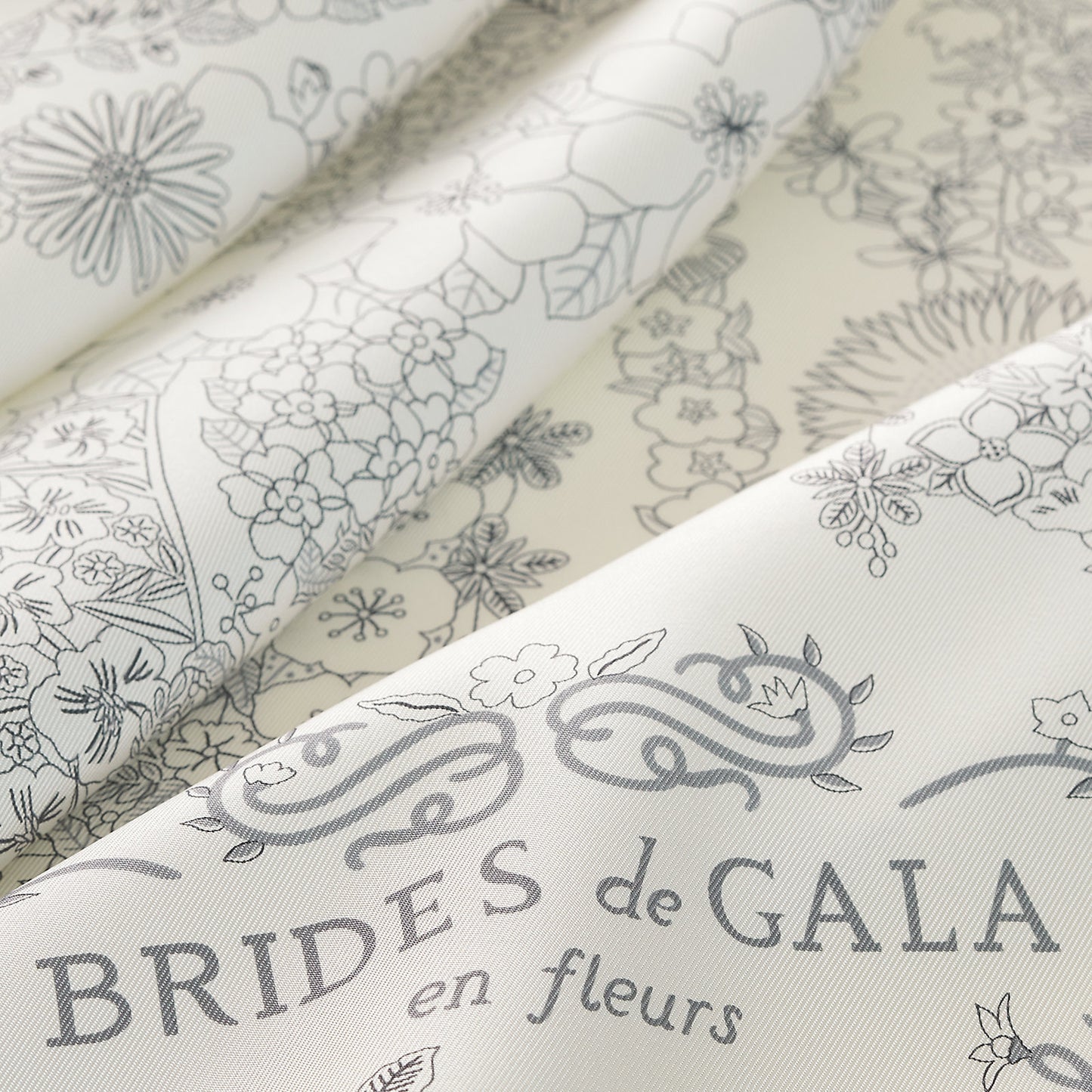 HERMES Brides de Gala en Fleurs Scarf 90 Ébène / Blanc / Gris Anthracite - LuxryEdition