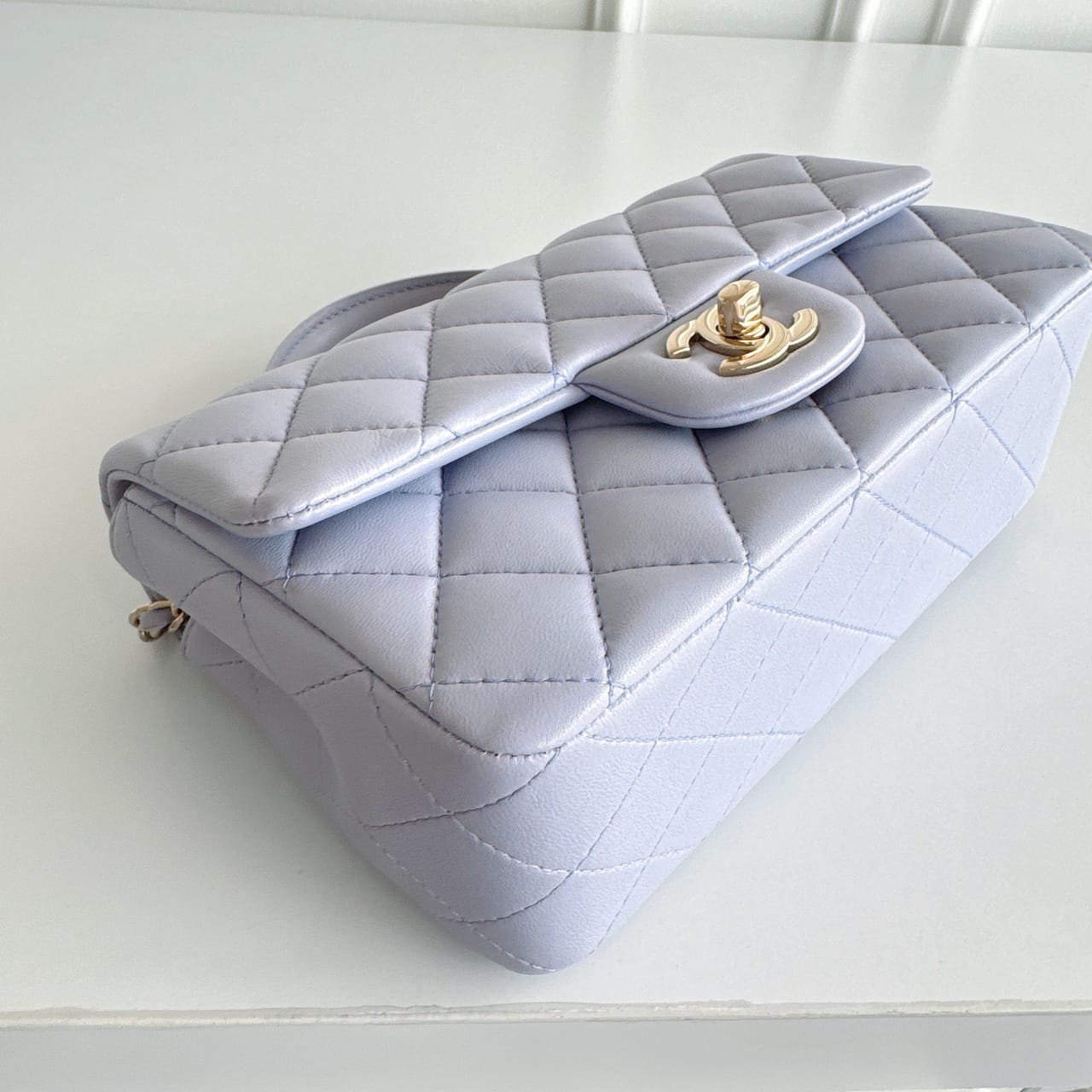 CHANEL Lambskin Coco Mini Top Handle Lilac Lambskin