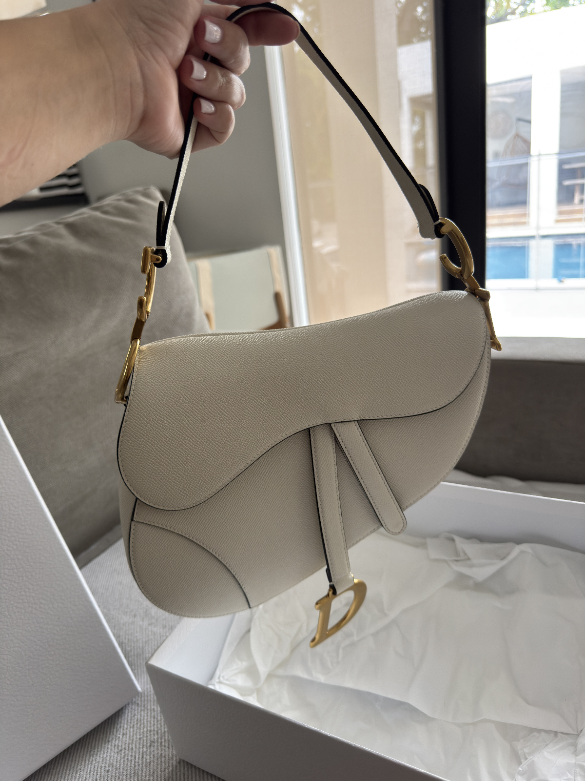 Christian Dior Saddle Handbag Leather White - Like New - LuxryEdition