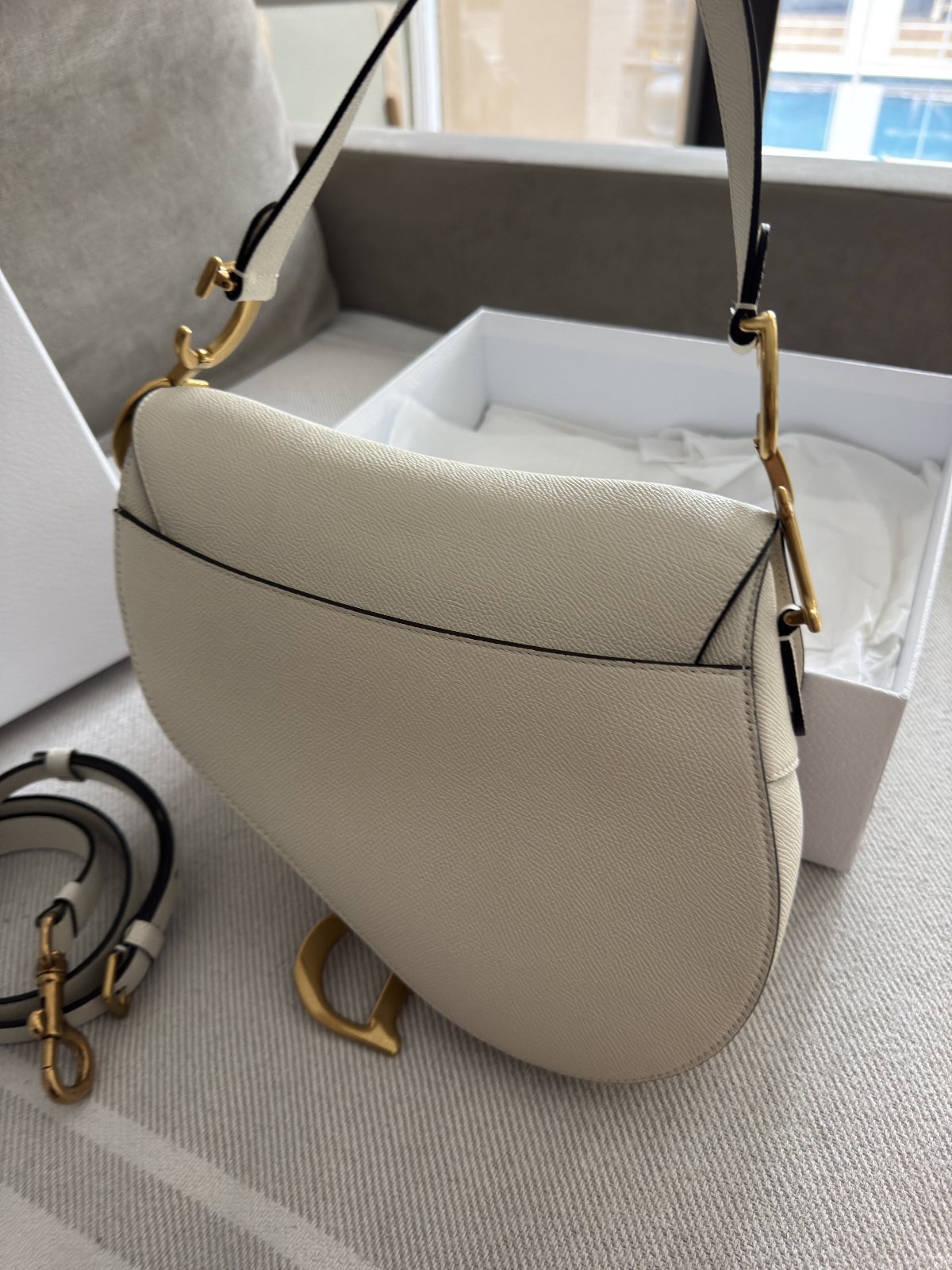 Christian Dior Saddle Handbag Leather White - Like New - LuxryEdition