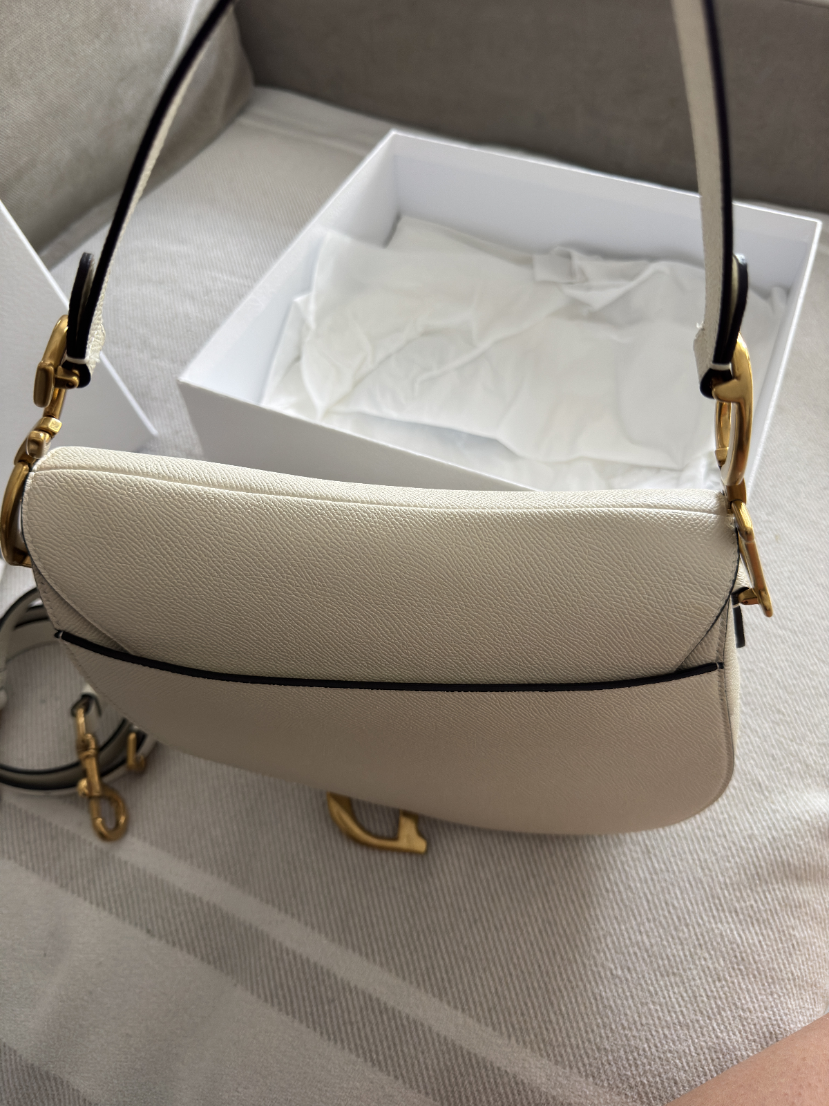 Christian Dior Saddle Handbag Leather White - Like New - LuxryEdition