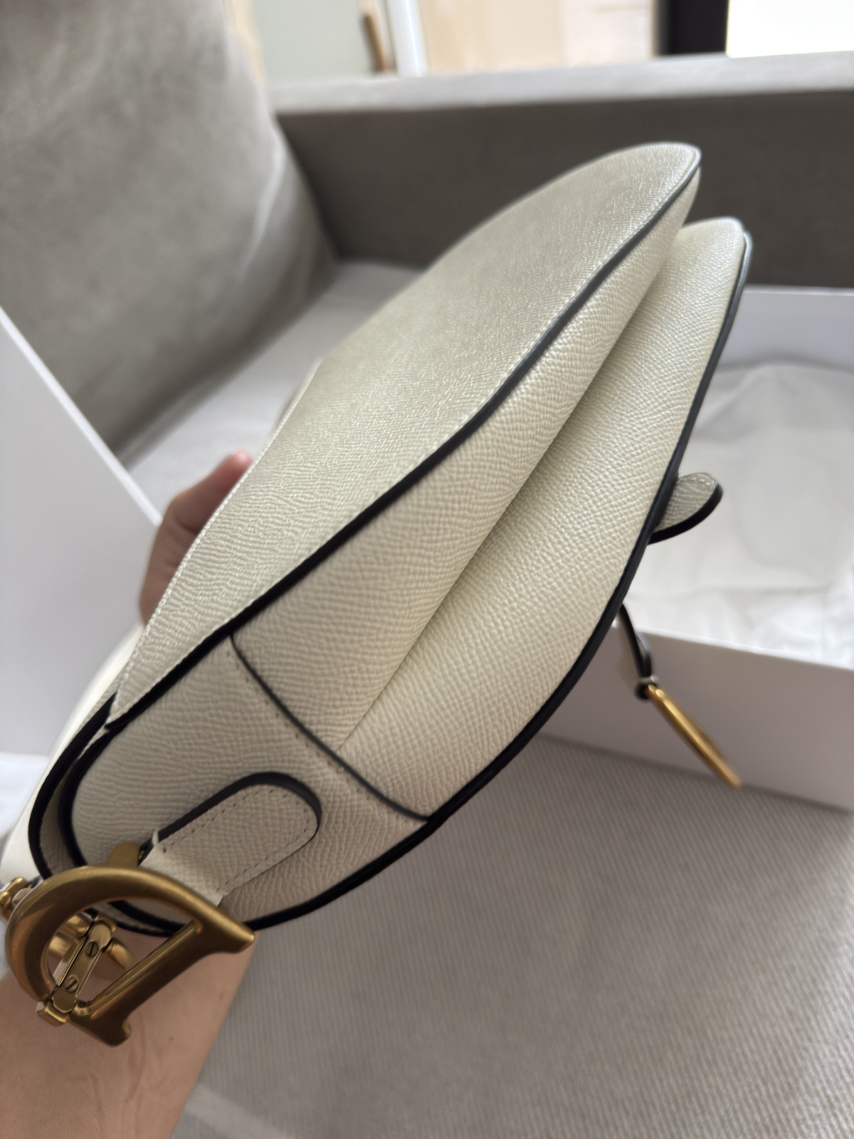 Christian Dior Saddle Handbag Leather White - Like New - LuxryEdition