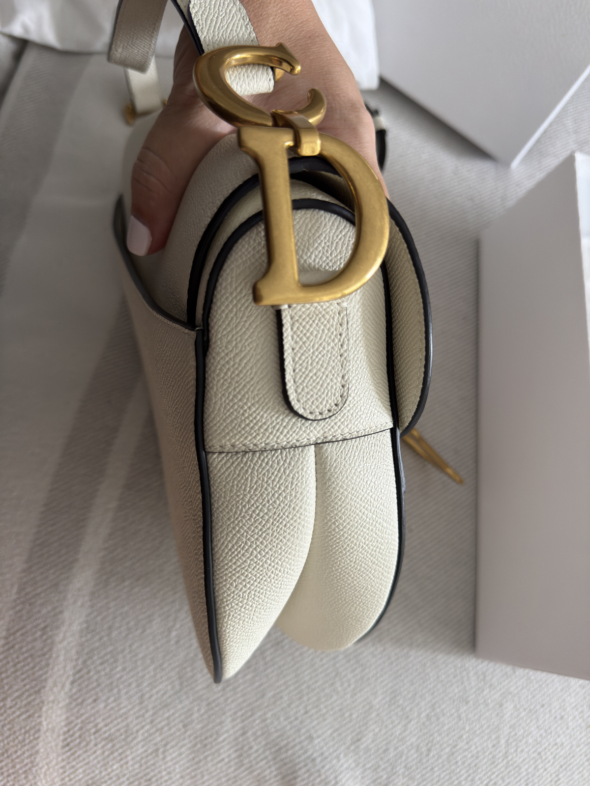 Christian Dior Saddle Handbag Leather White - Like New - LuxryEdition