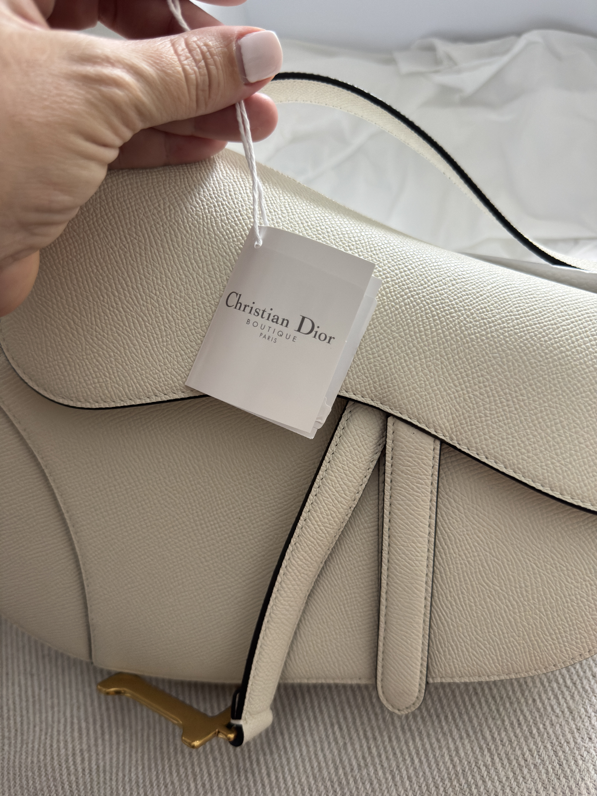 Christian Dior Saddle Handbag Leather White - Like New - LuxryEdition
