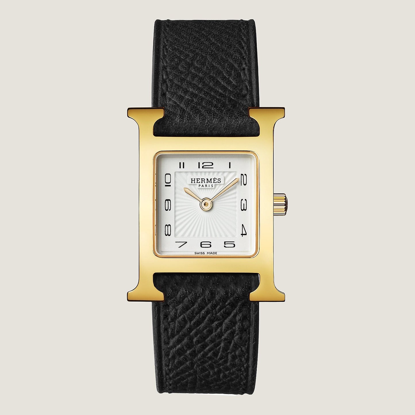Hermes Heure H Watch, Black Hermes Leather Large, 34 mm - LuxryEdition
