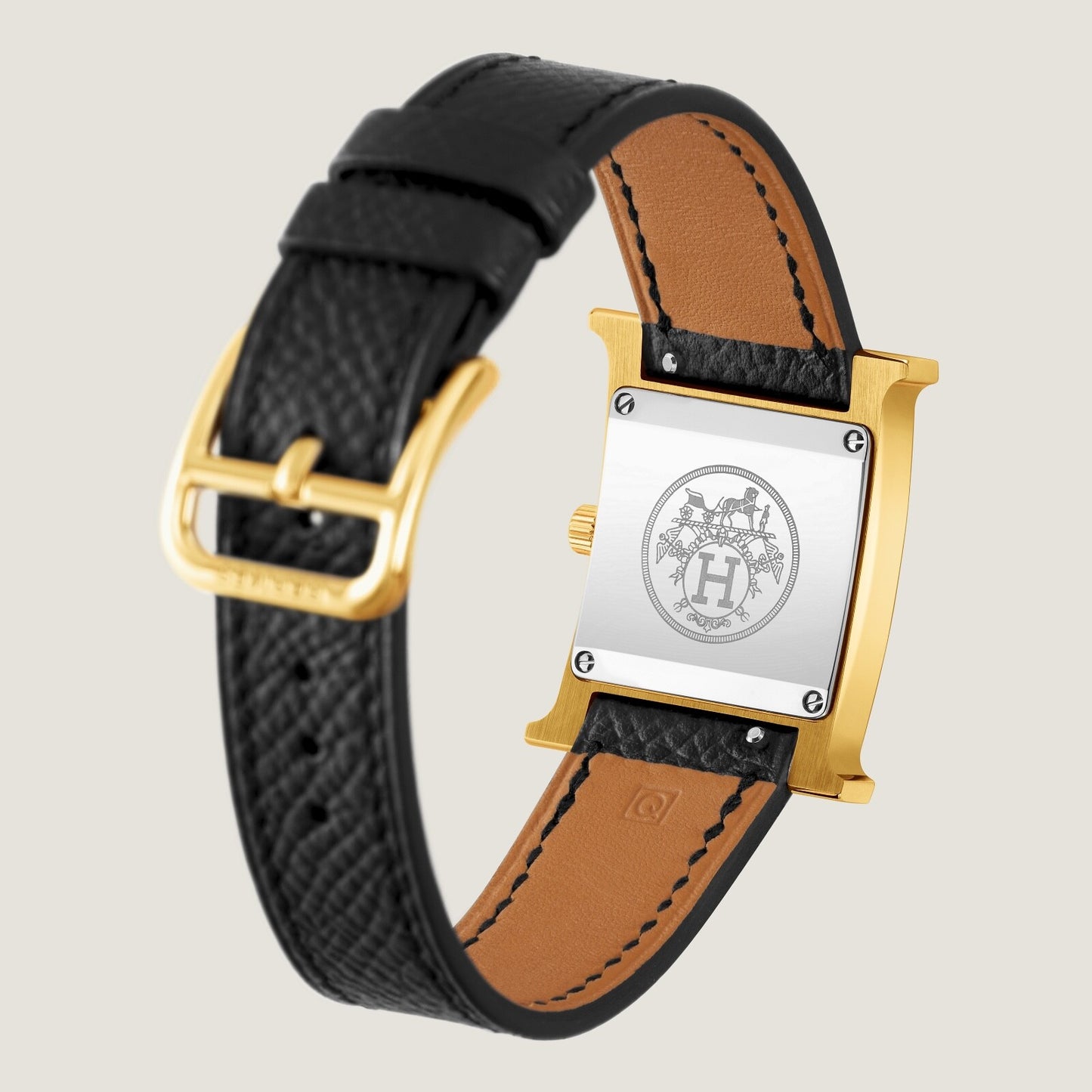 Hermes Heure H Watch, Black Hermes Leather Large, 34 mm - LuxryEdition