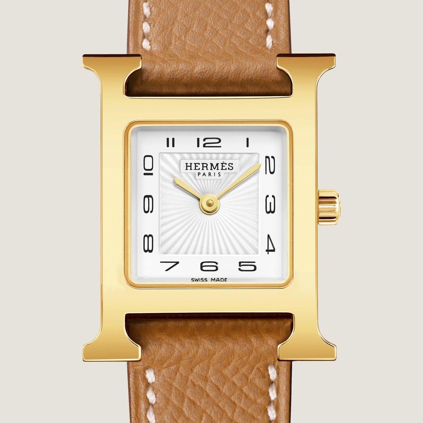 Hermes Heure H watch, Gold Hermes Leather Medium, 30 mm - LuxryEdition