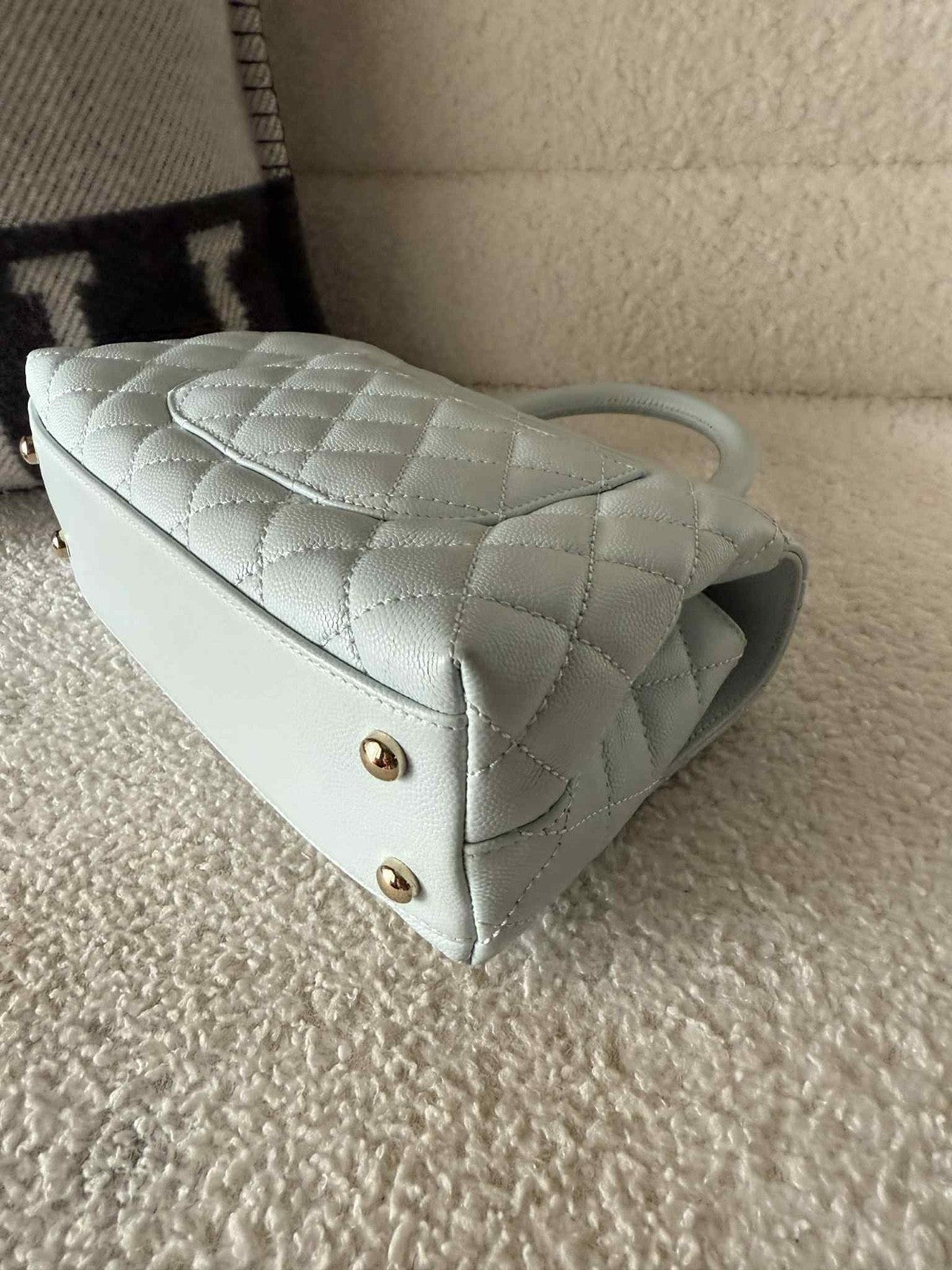 CHANEL Chanel Small Classic Coco Top Handle Handbag In Pastel Baby Blue - LuxryEdition