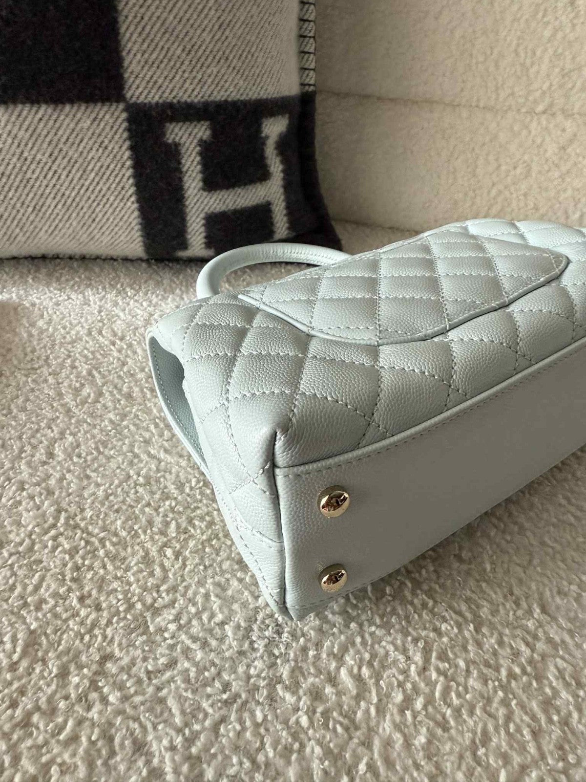 CHANEL Chanel Small Classic Coco Top Handle Handbag In Pastel Baby Blue - LuxryEdition