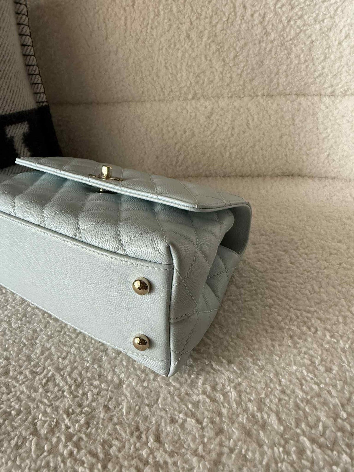 CHANEL Chanel Small Classic Coco Top Handle Handbag In Pastel Baby Blue - LuxryEdition
