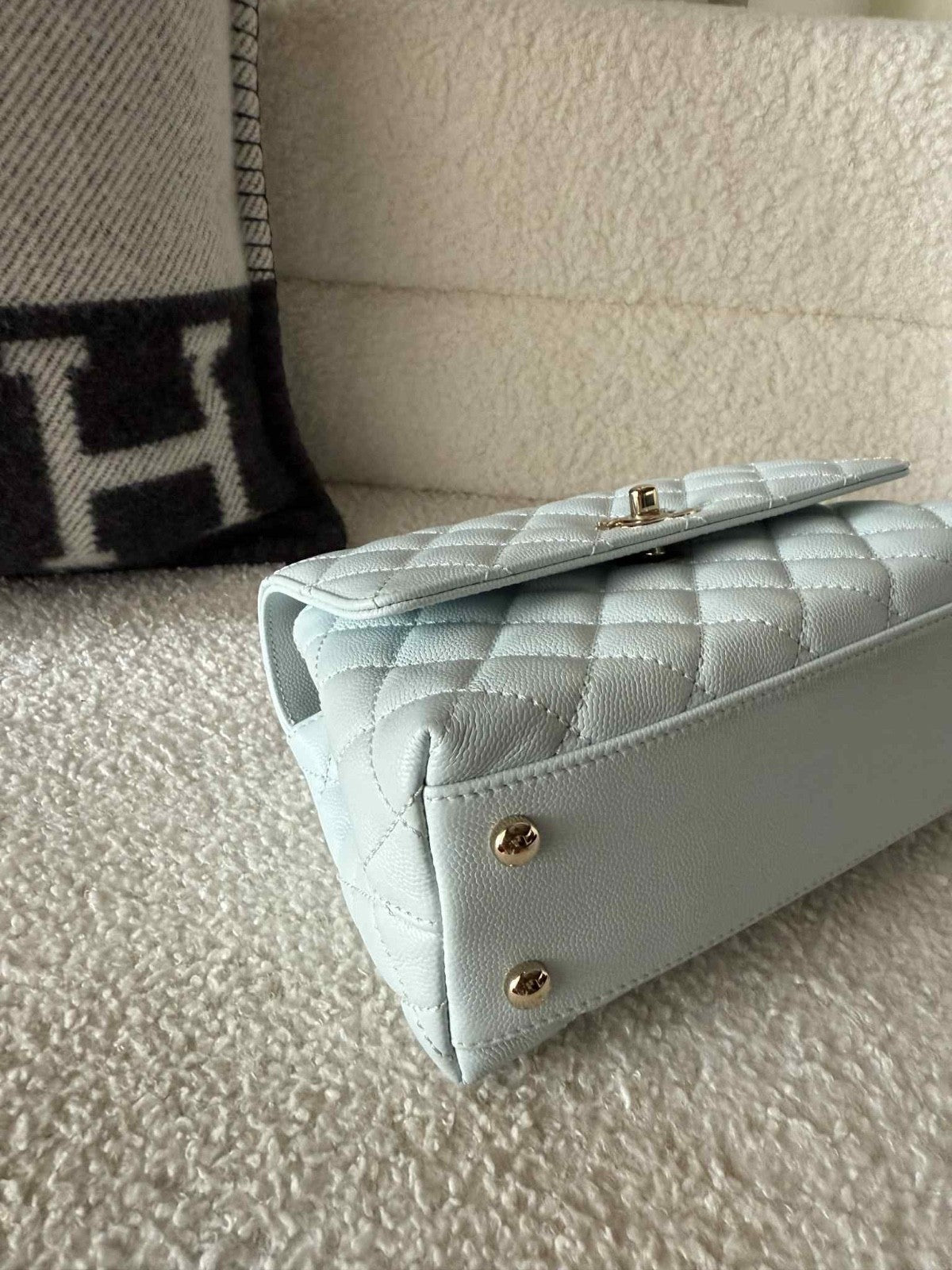 CHANEL Chanel Small Classic Coco Top Handle Handbag In Pastel Baby Blue - LuxryEdition