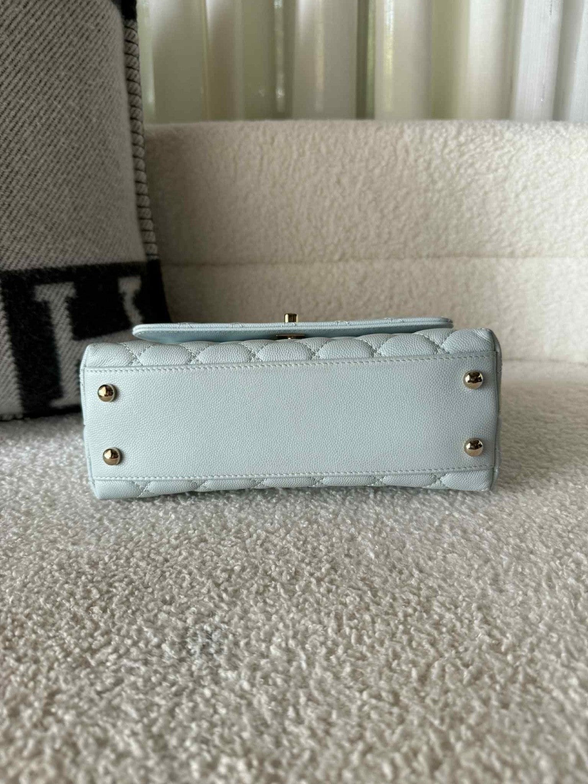 CHANEL Chanel Small Classic Coco Top Handle Handbag In Pastel Baby Blue - LuxryEdition