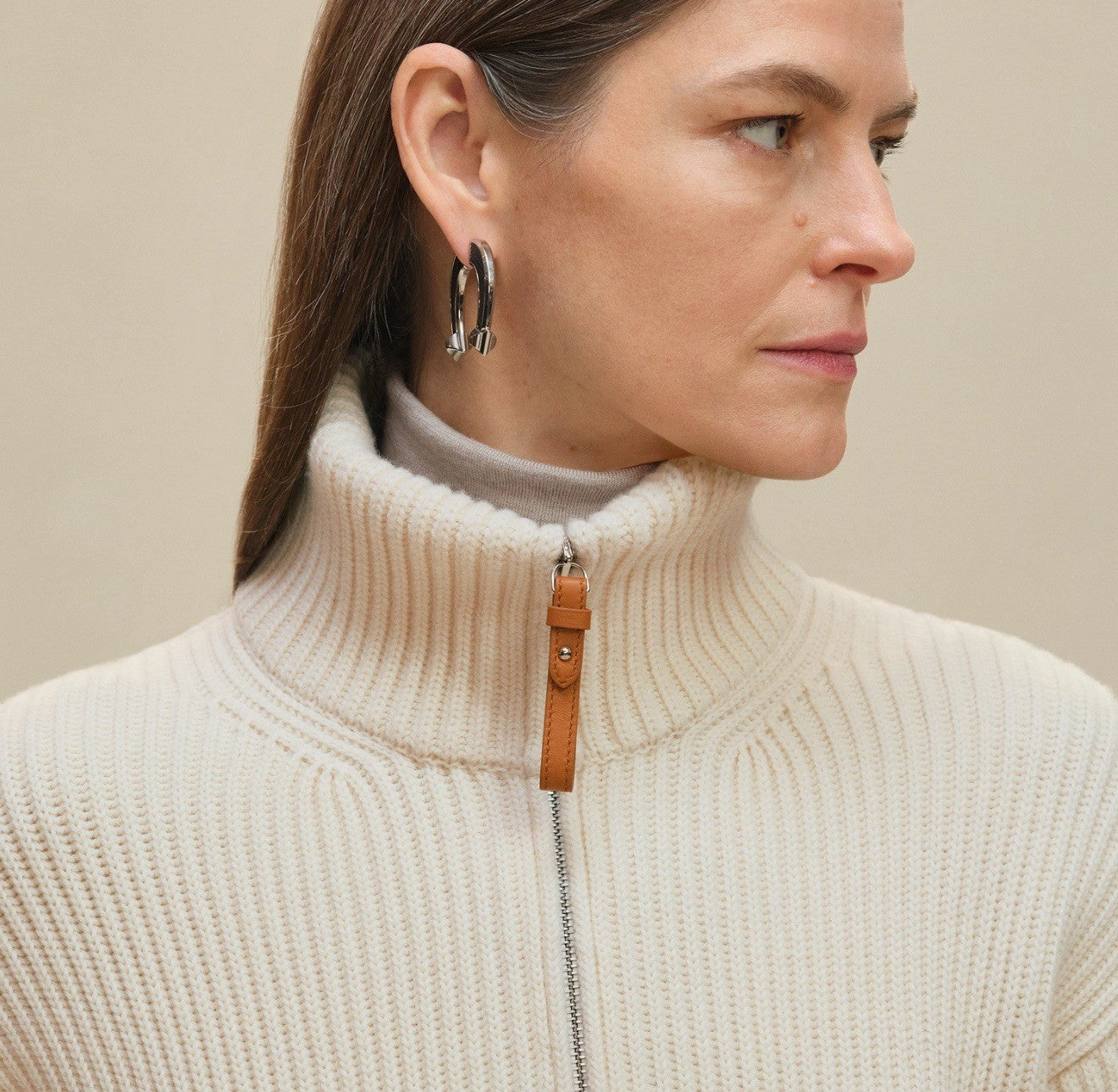 HERMES Wool Knit Cardigan With H Leather Pull Tabs sz 34 BNIB - LuxryEdition
