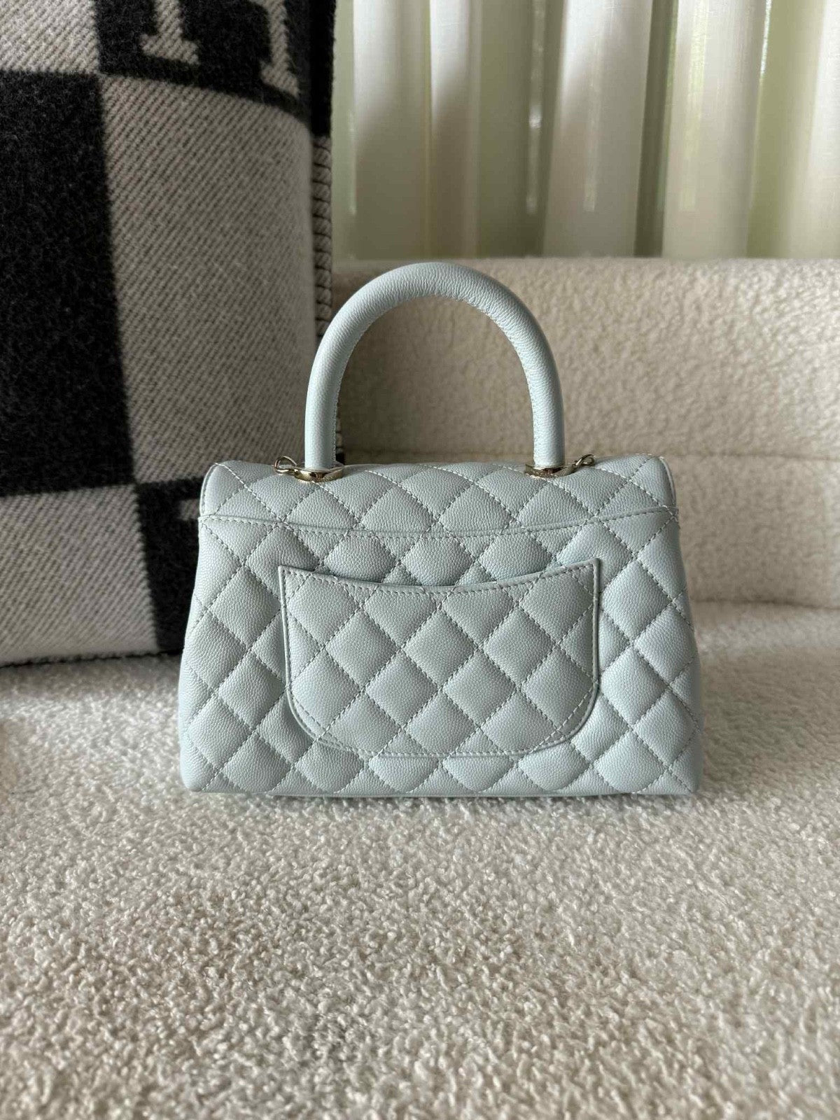 CHANEL Chanel Small Classic Coco Top Handle Handbag In Pastel Baby Blue - LuxryEdition