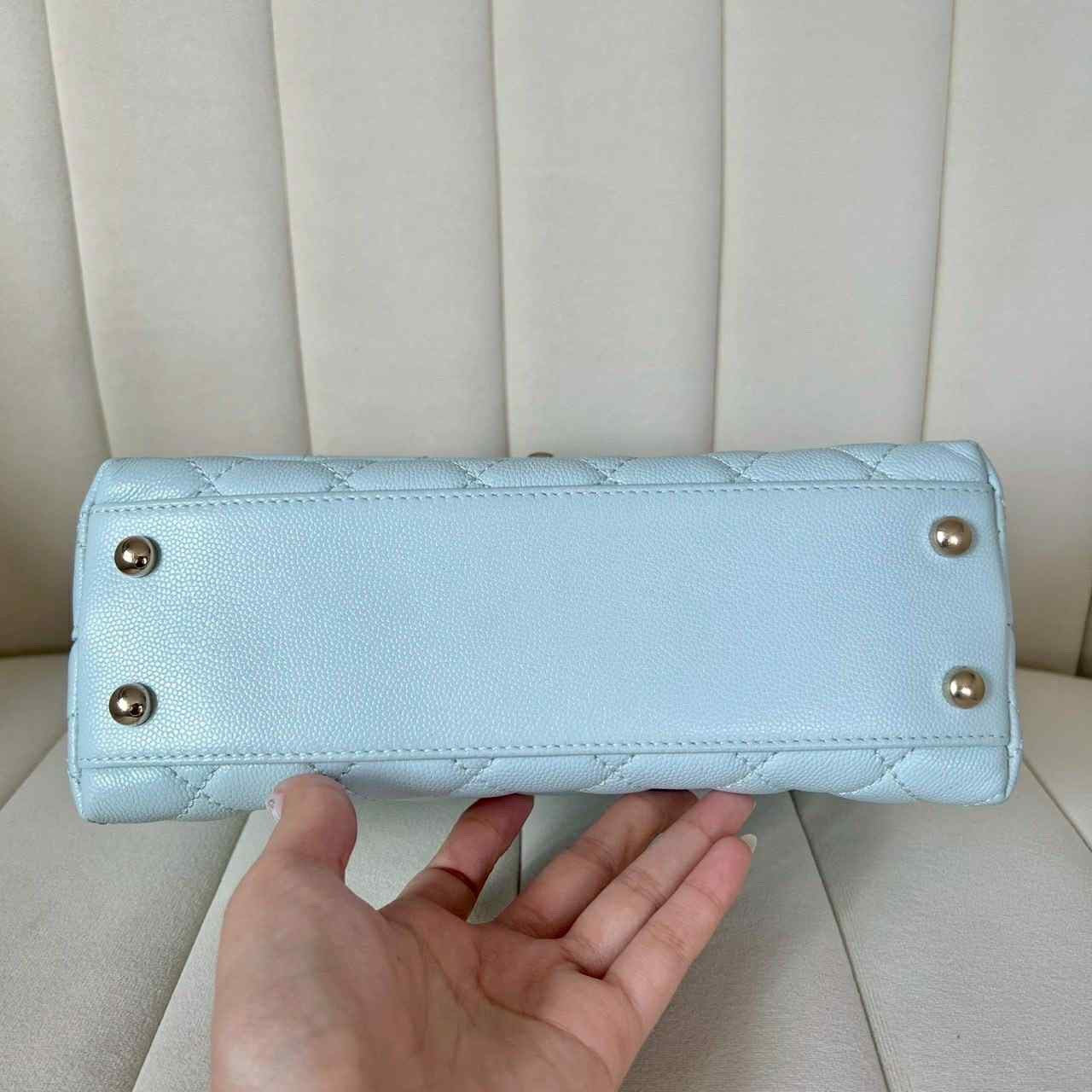 CHANEL Chanel Small Classic Coco Top Handle Handbag In Pastel Baby Blue - LuxryEdition