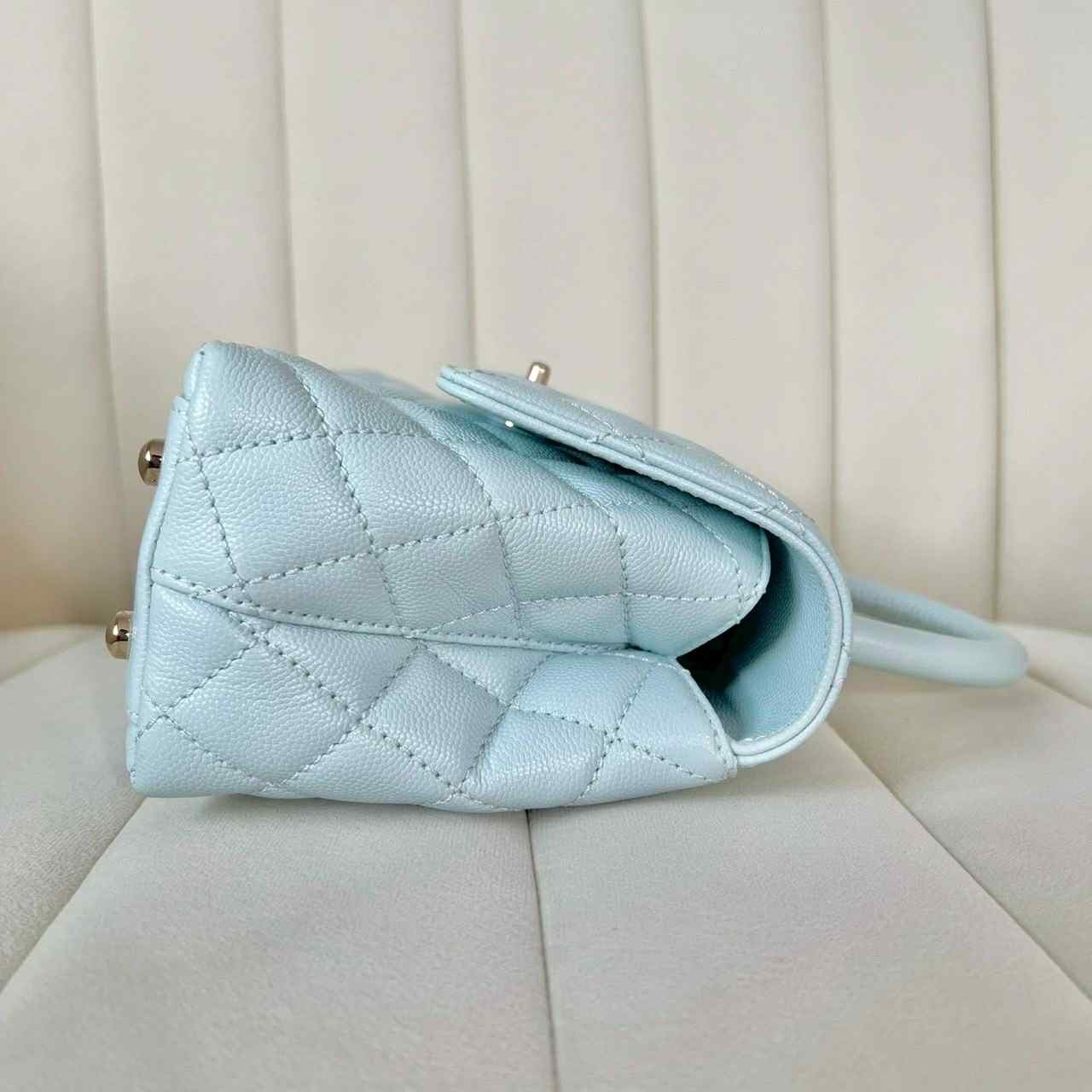 CHANEL Chanel Small Classic Coco Top Handle Handbag In Pastel Baby Blue - LuxryEdition