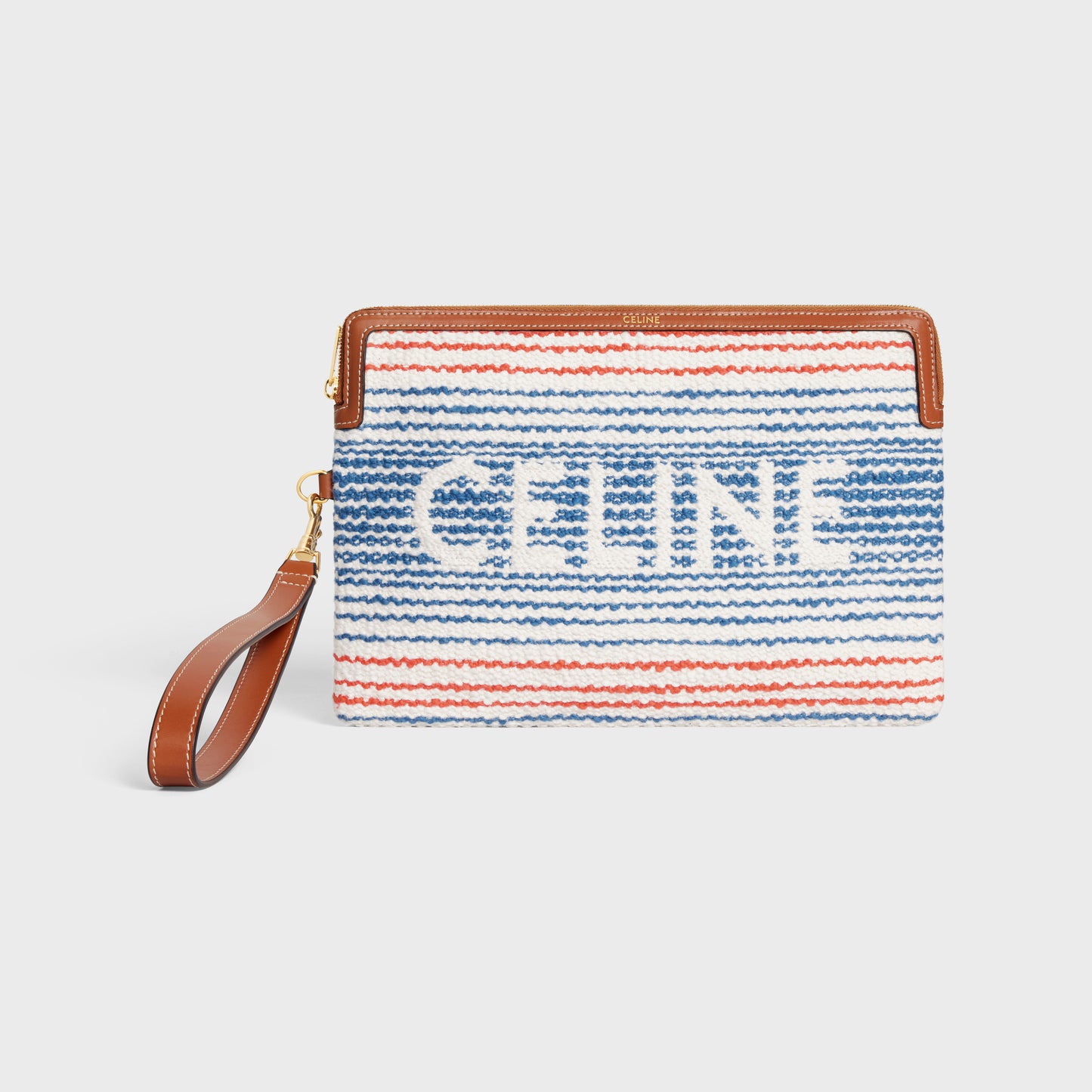 Limited Edition CELINE Small Pouch with Strap in Striped Textile - LuxryEdition