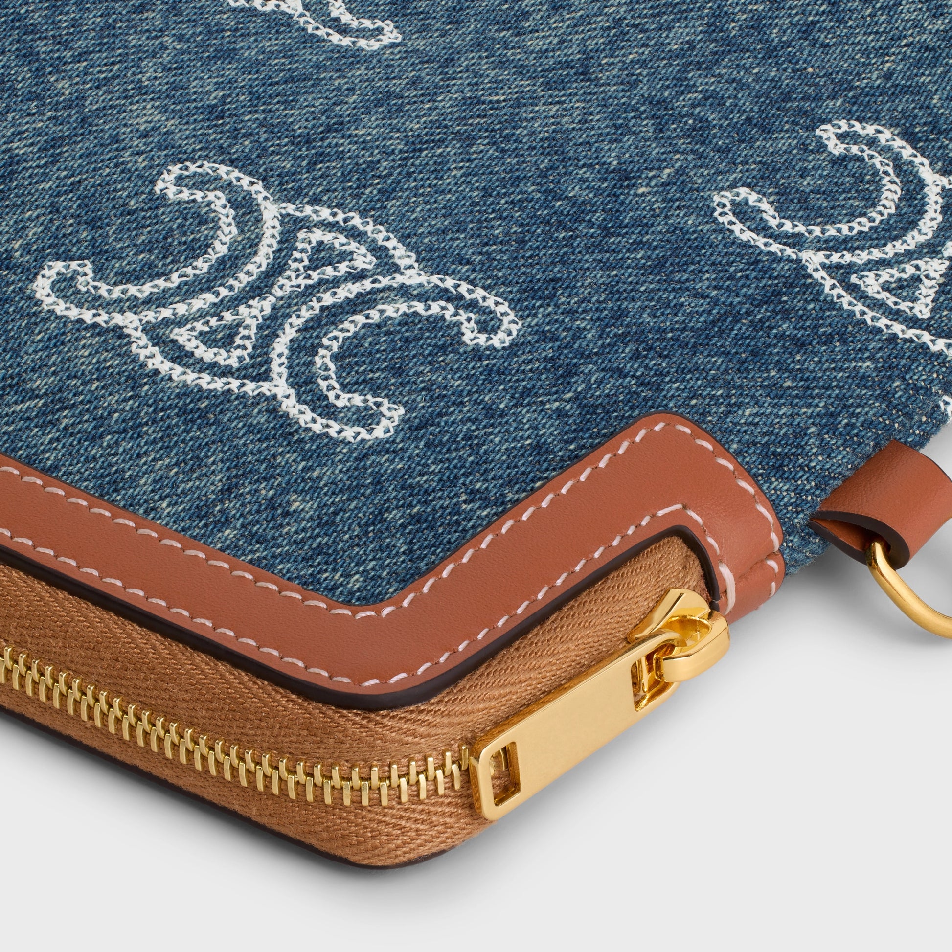 Celine Small Pouch Strap Cuir Triomphe in Denim w Logo All Celine Small Pouch Strap Cuir Triomphe in Denim w Logo All