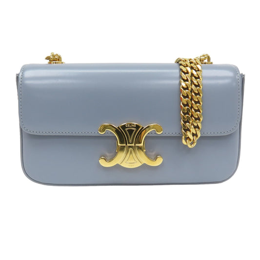 Celine Claude Triomphe Shoulder Handbag Blue Grey Calfskin - LuxryEdition