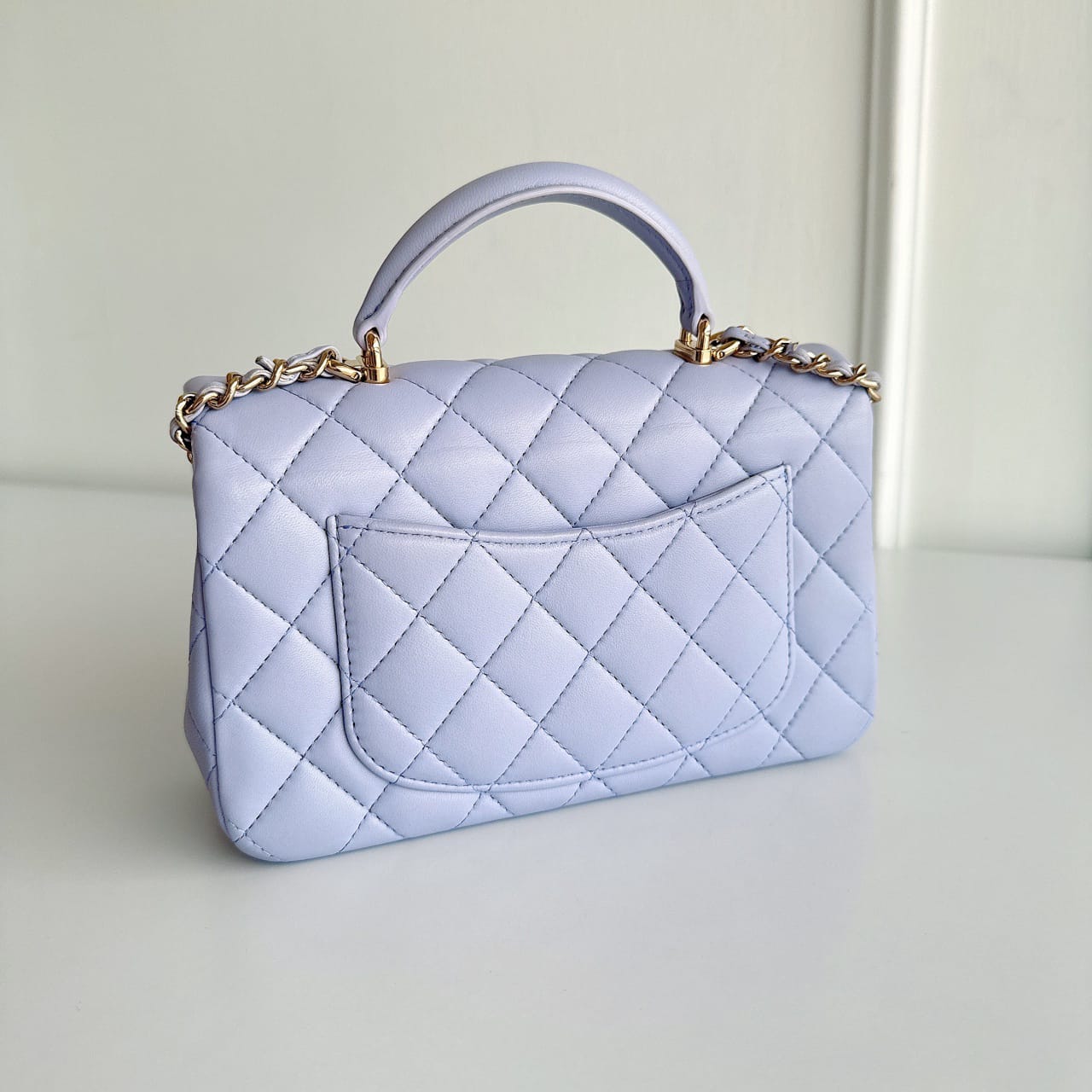 CHANEL Lambskin Coco Mini Top Handle Lilac Lambskin