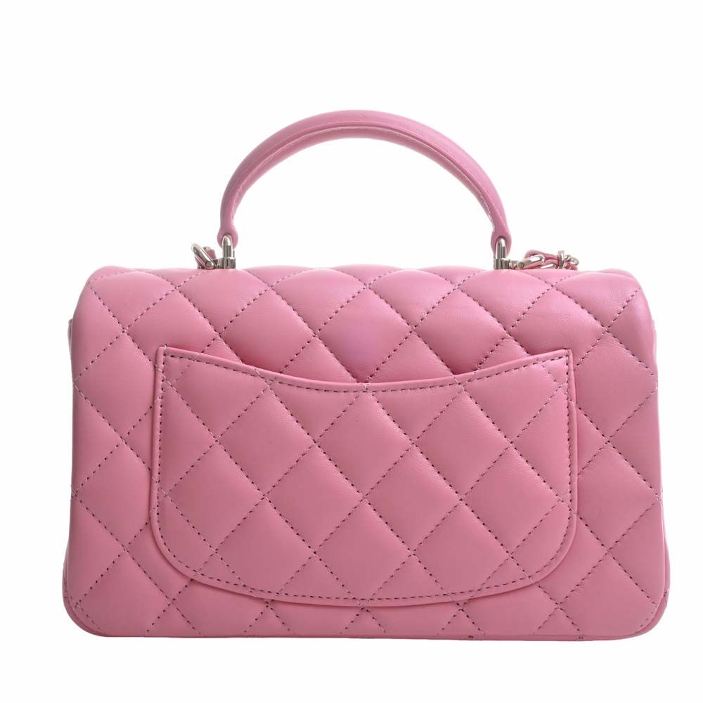 CHANEL Lambskin Matelasse Coco Mark Top Handle Pink Lambskin - LuxryEdition