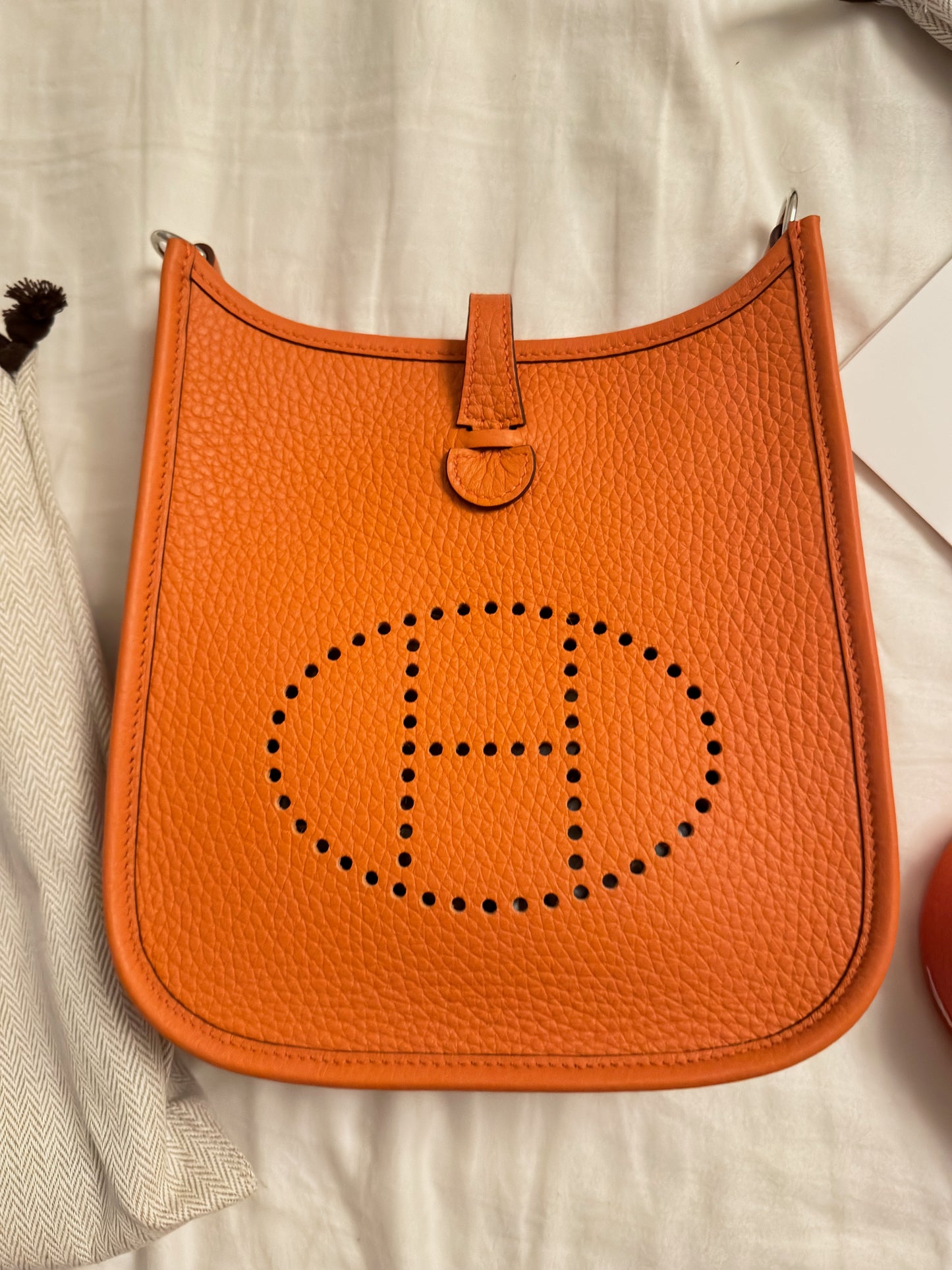 HERMES Evelyne Bag Mini TPM 16 Orange Palladium Hardware - LuxryEdition