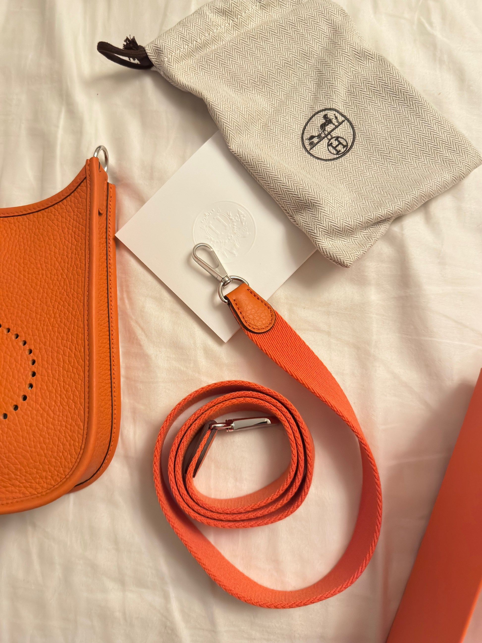 HERMES Evelyne Bag Mini TPM 16 Orange Palladium Hardware - LuxryEdition