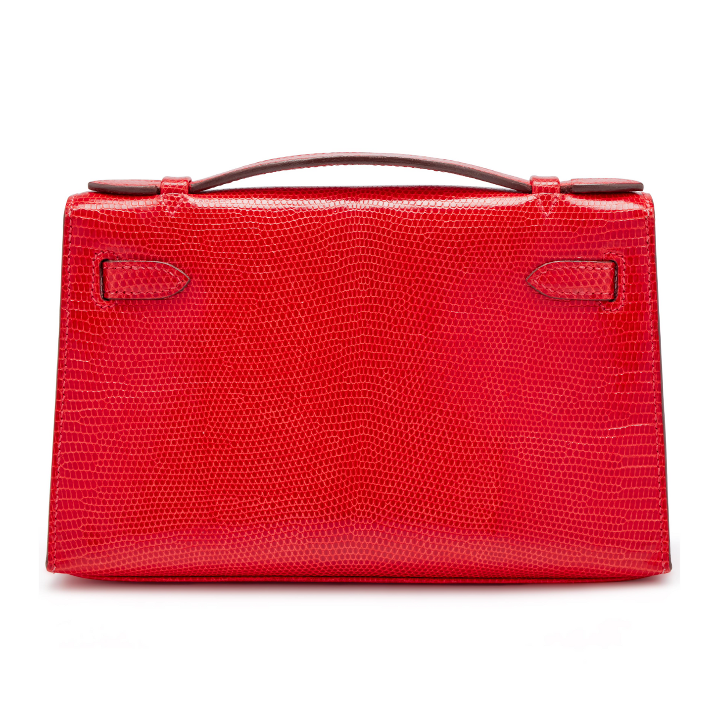 Hermès Rouge Vif Lizard Kelly Pochette Ruthenium Hardware, 2005 - LuxryEdition