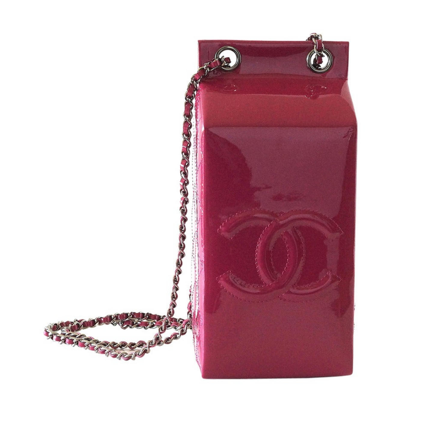 Chanel 2015 Raspberry Patent Leather Milk Carton Bag - LuxryEdition