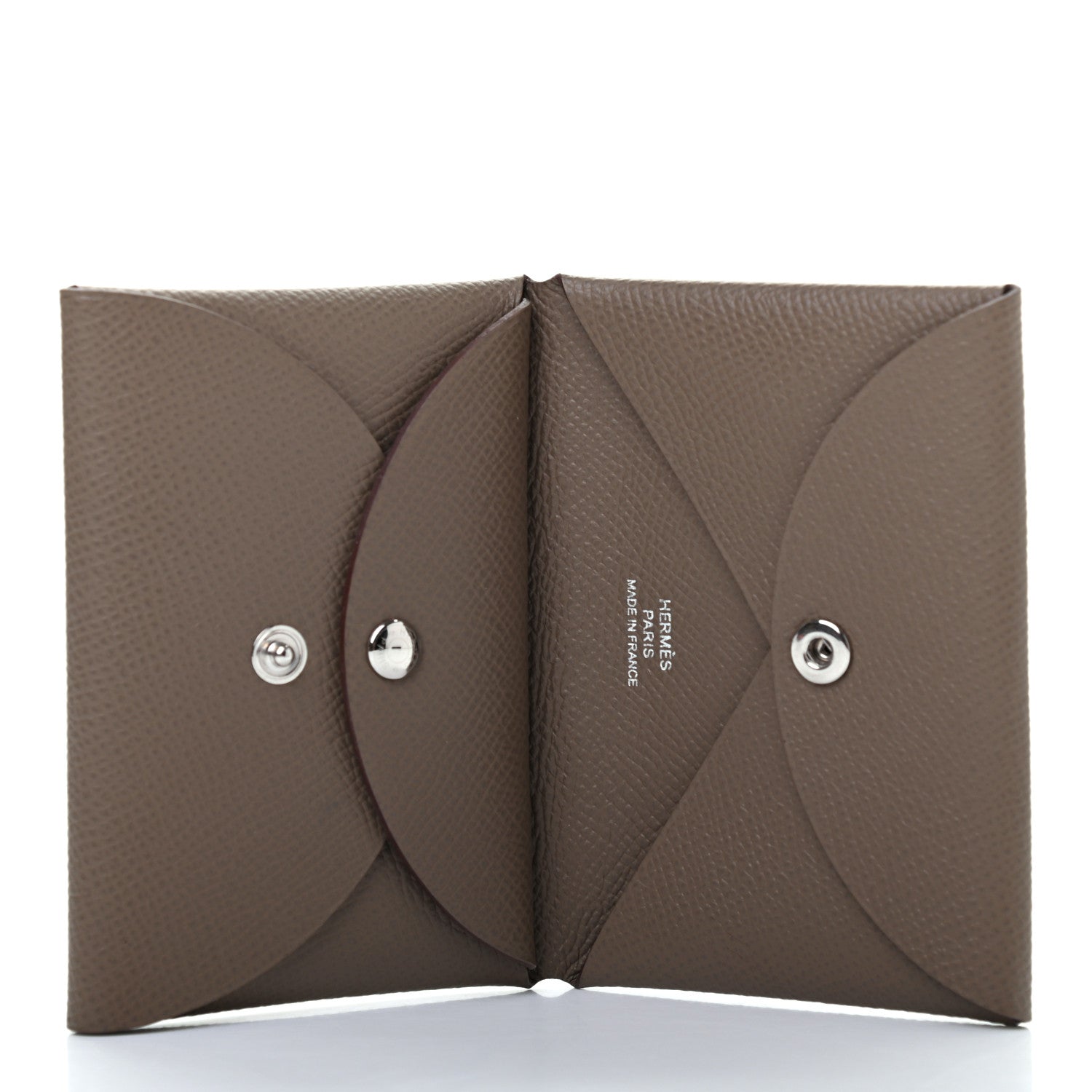 Hermes Calvi Duo Card Holder In Gold, Brown Epsom Leather, Brand New