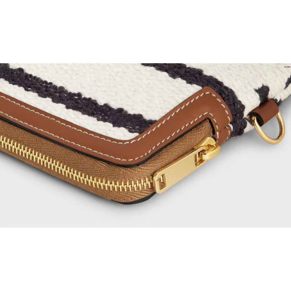 CELINE Small Pouch with Strap in Striped Textile - LuxryEdition