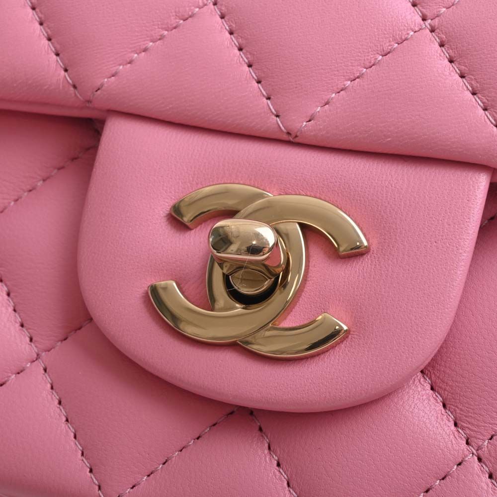 CHANEL Lambskin Matelasse Coco Mark Top Handle Pink Lambskin - LuxryEdition