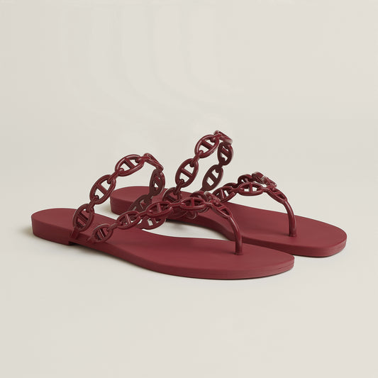 Hermes Island Sandals Size 40 Rouge H - LuxryEdition