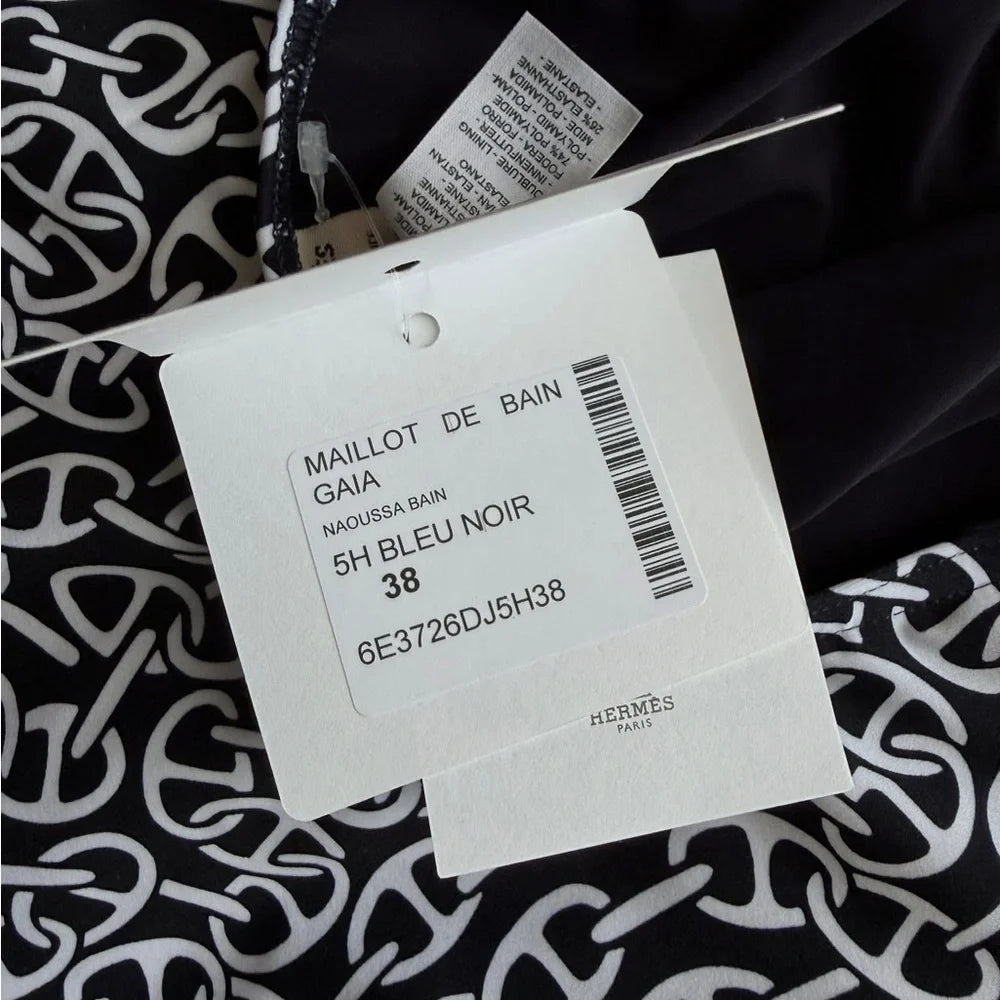 NEW Hermes Gaia Swimsuit in Bleu Noir Sz 38