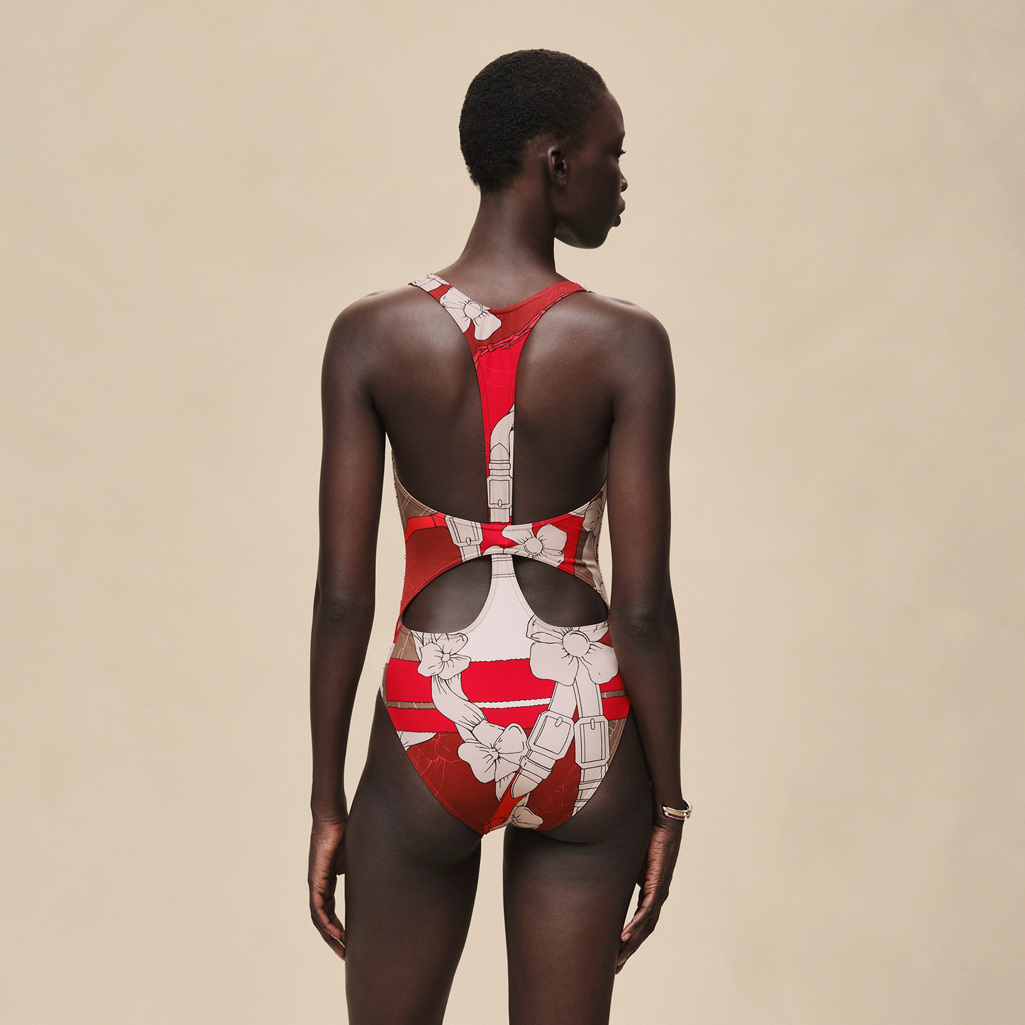 NEW Hermes Giselle Swimsuit in Red Amazon "Grand Manege" Sz 40 - LuxryEdition