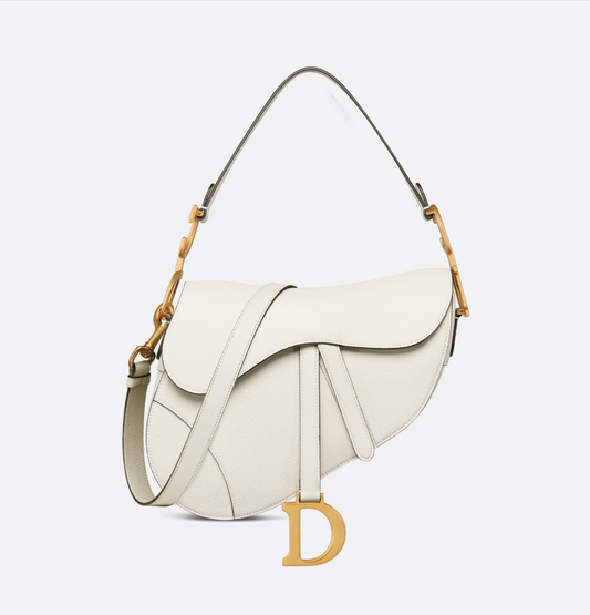 Christian Dior Saddle Handbag Leather White - Like New - LuxryEdition