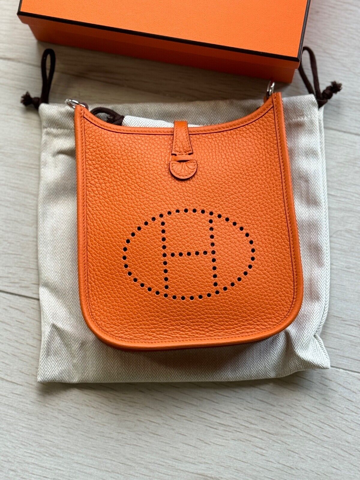 HERMES Evelyne Bag Mini TPM 16 Orange Palladium Hardware - LuxryEdition