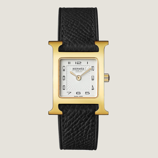 Hermes Heure H Watch, Black Hermes Leather Small, 25 mm - LuxryEdition
