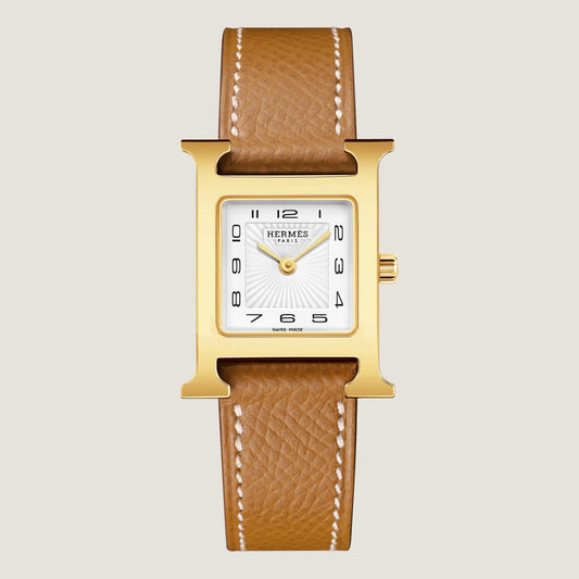 Hermes Heure H watch, Gold Hermes Leather Large, 34 mm - LuxryEdition