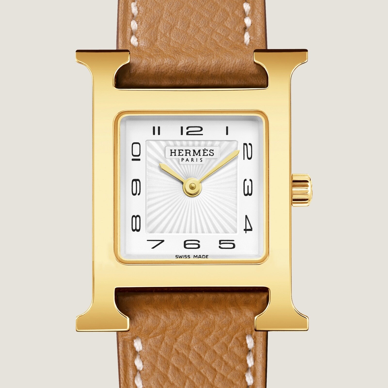 Hermes Heure H watch, Gold Hermes Leather Large, 34 mm - LuxryEdition