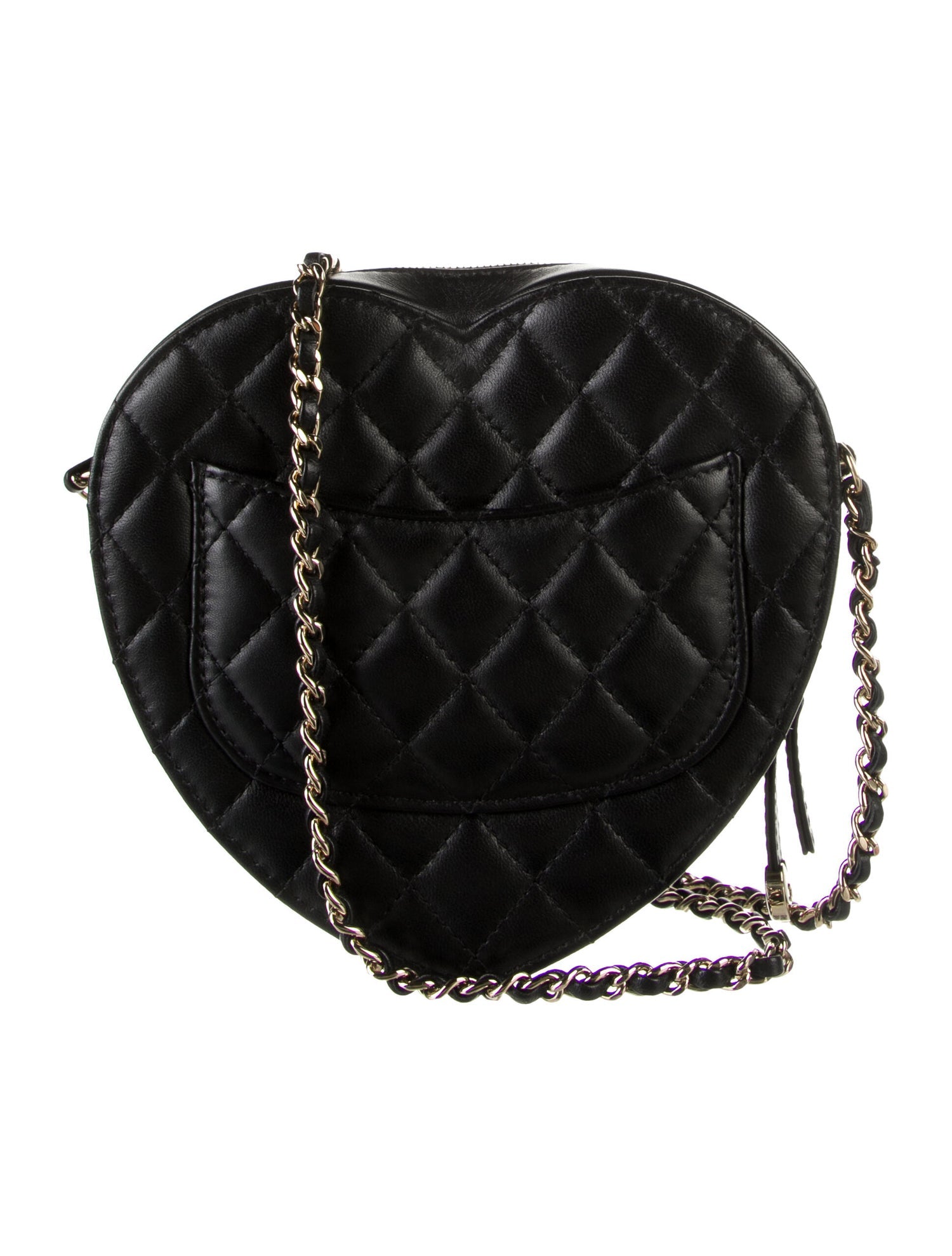 Chanel Black 2023 Quilted CC Heart Clutch w/ Chain