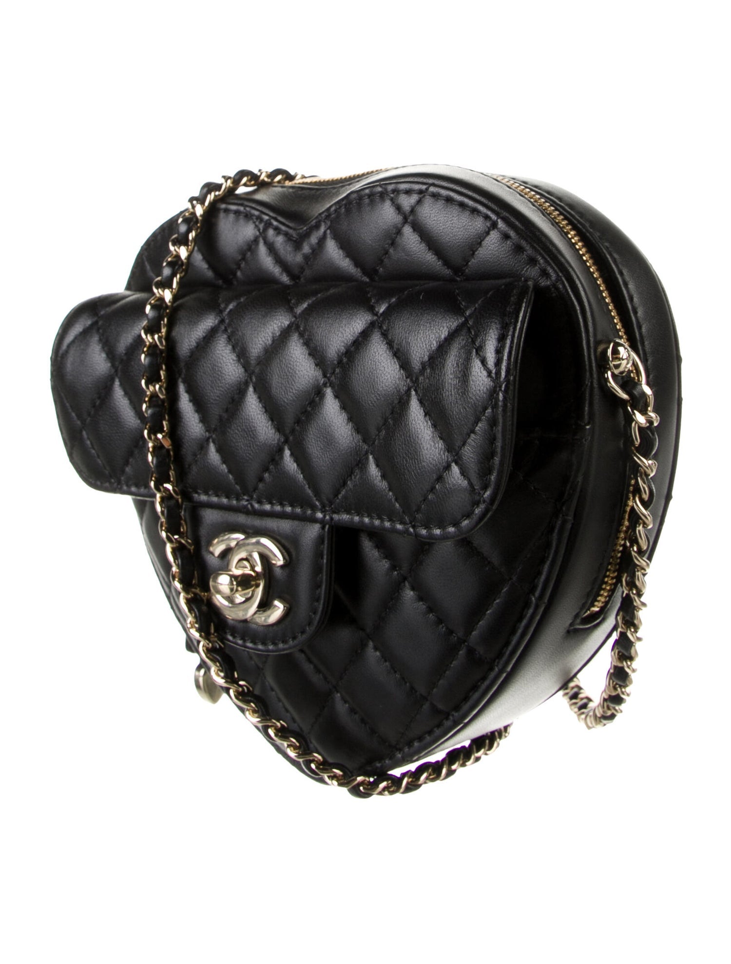 Authentic CHANEL 22s RUNWAY Large Lambskin Black Heart Bag- NEW in 2023
