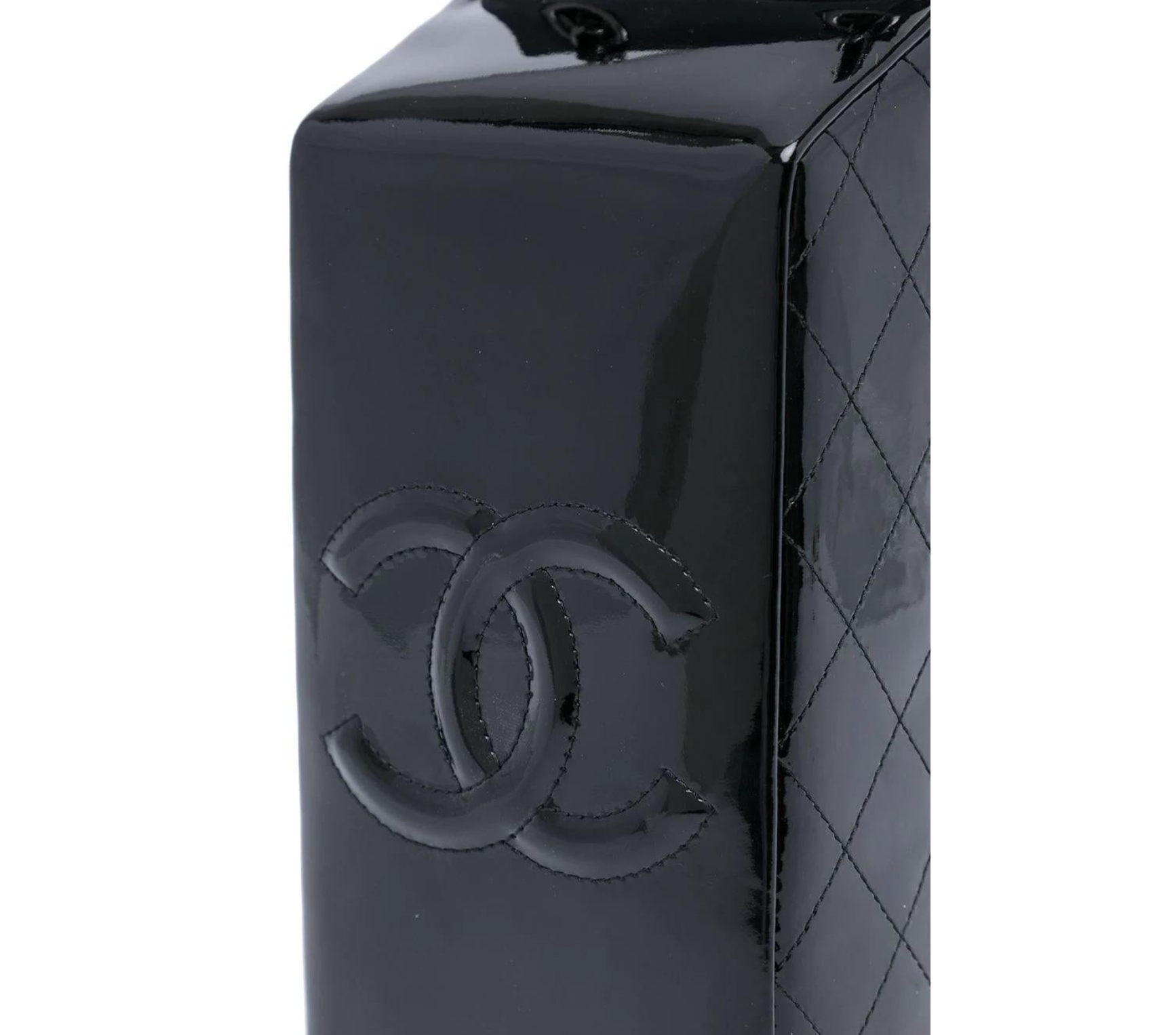 Chanel Milk Carton Bag 2015 Black Patent Leather Handbag - LuxryEdition